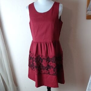 Doe & Rae Burgundy Lace Mini Dress